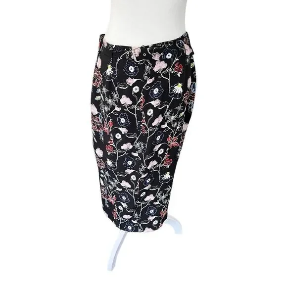 ALC Daniel’s Floral 100% Silk Wrap Belted Midi Skirt Size 6 - Picture 7 of 11